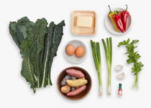 Fingerling Potato & Kale Hash With Baked Eggs & Aged - Pepper Png Top View