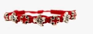 Holy Spirit Bracelet Dove And Cross Medals On Cord - Red