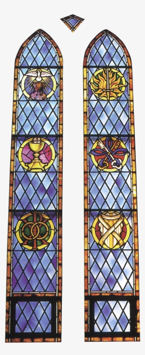 A Descending Dove Over The Baptismal Font Symbolizes - Stained Glass