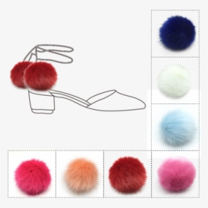 Snap On Fake Fur Pom Poms Shoe Clips For Sandals - Sketch