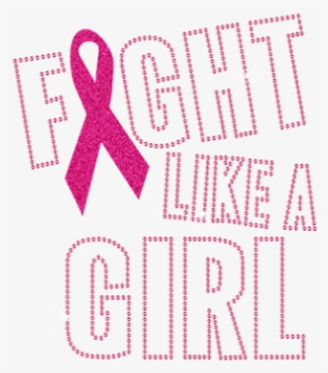 Fight Like A Girl Motif Design With Rhinestone & Glitter - Breast Cancer