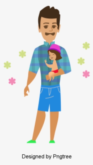 Beautiful Cartoon Lovely Hand-painted Father Baby Girl, - Cartoon