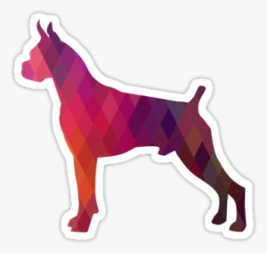 Boxer Dog Colorful Geometric Pattern Silhouette Sticker - Boxer