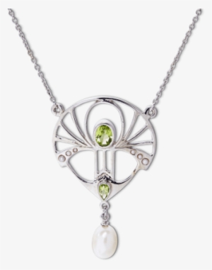 Necklace L Art Nouveau Silver Peridot - Locket