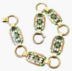 Lovely Krementz Art Nouveau 14k Yellow Gold Enamel - Bracelet