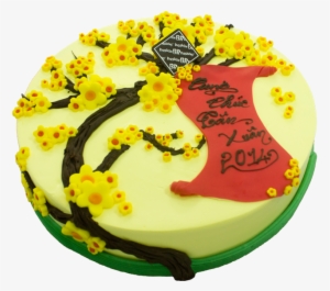 Chiếc Bánh Mang Không Khí Của Mùa Xuân Với Cành Mai - Bánh Kem Hoa Mai