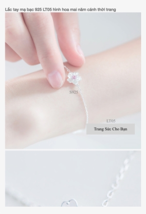 Giới Thiệu Lắc Tay Mạ Bạc 925 Lt05 Hình Hoa Mai Năm - Furando 925 Sterling Silver Flower Bracelet One Size