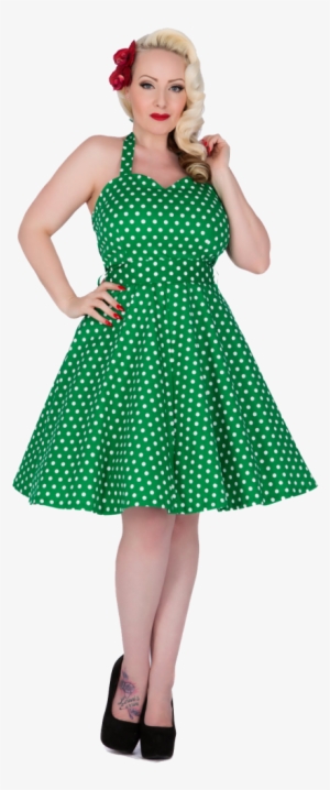 Dress Png - Green Dress White Polka Dots