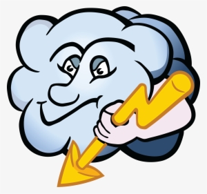 Free Clipart Of A Cloud Character Holding A Lightning - Clipart Blitz