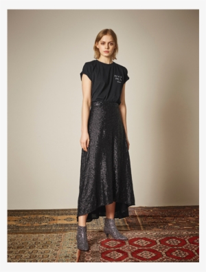 Gestuz Black Tito Sequin Maxi Skirt Blackskirt2