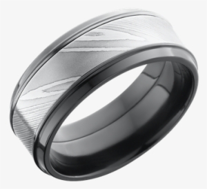 Zpf9b15 Damascus Polish - Lashbrook Zirconium 9mm Damascus Steel Inlay Flat Band