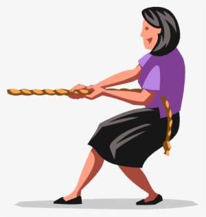 Vector Illustration Of Businesswoman In Anchor Position - Vector Graphics