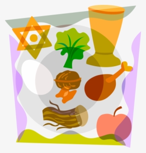Rosh Hashanah With Apple, Nuts, Lettuce - Vector Graphics