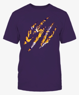 Tiger Scratch T-shirt - Purple Gold Tiger Stripes
