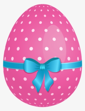 Dotted With Blue Bow Png Clip - Easter Egg With Bow