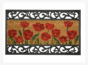 Poppy & Wrought Iron Design Door Mat - William Armes Wrought Iron Effect With Coir