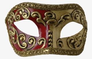 Colombina Red & Gold Venetian Mask - Gold Masquerade Masks