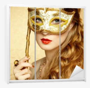 Beautiful Young Woman In Mysterious Golden Venetian - Masquerade By Janet Dailey