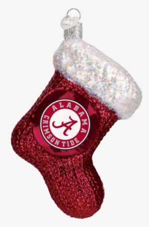 Alabama Crimson Tide Stocking Glass Christmas Ornament - Alabama Crimson Tide