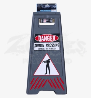 Zombie Floor Sign With Caution Tape - Beware Of Zombie Sign & Tape Costume