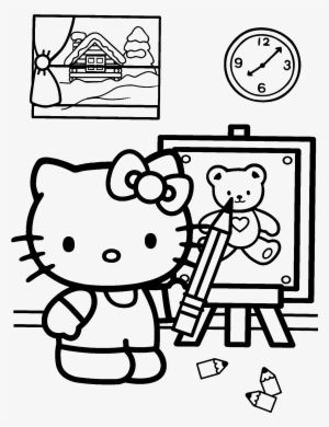 Drawing Hello Kitty 155 - Coloring Hello Kitty School