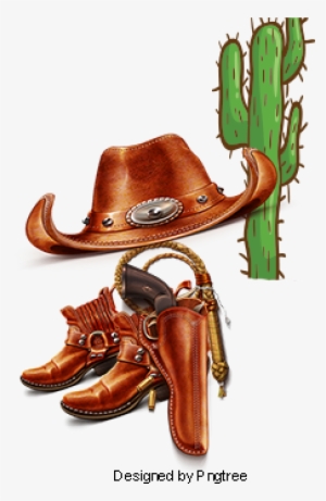 Vector Cowboy Supplies, Cartoon Cowboy Hat, Cartoon - Cowboy