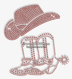 Sparkling Pure Red Cowboy Boots And Hat Rhinestone - Cowboy Boot