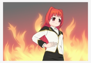 Sad Anime Girl In Front Of Big Fire