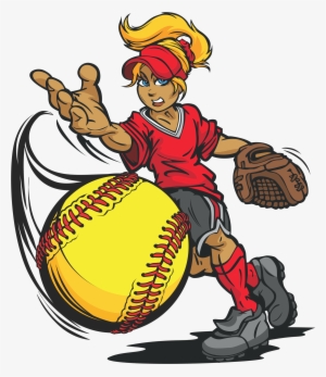 Softball Player Cartoon - Girls Fastpitch