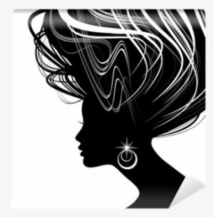 Woman Face Silhouette With Wavy Hair Wall Mural • Pixers® - Capelli Donna Sagoma Png