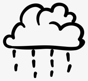 Cloud Of Rain With Raindrops Falling Handmade Symbol - Png Symbol Black And White Rain