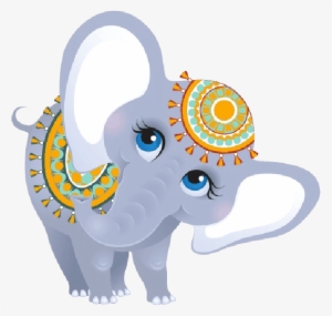 Cute Baby And Momma Elephant Clip Art - Indian Elephant Clipart Png