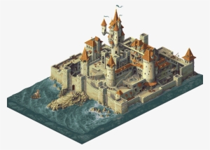 5 Kb, The Waterfalls At The Castle - Pixel Art Castle