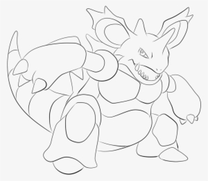 034 Nidoking Lineart By Lilly - Pokémon