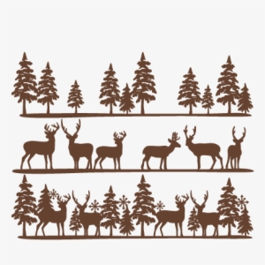 Deer Clipart Border - Svg Deer And Tree Scene