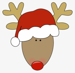 Reindeer Head With Santa Hat - Reindeer With Santa Hat