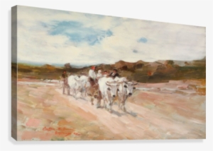 Ox Carts At Noon Canvas Print - Nicolae Grigorescu Paintings