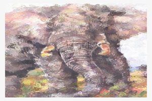 Watercolour Painting Bull Elephant Blurred - Indian Elephant