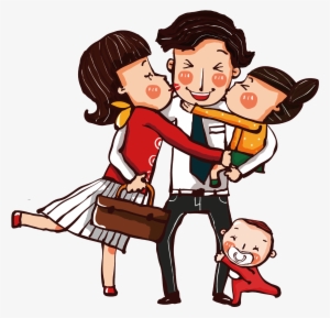 Hand Drawn Cartoon Family Decoration Vector - 相亲 相爱 一家 人