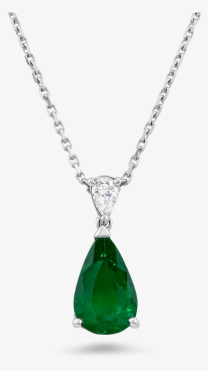 Green Diamond Pendant Png Image - Necklace