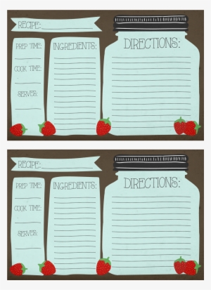 Mason Jar & Strawberry Recipes Cards - Jar