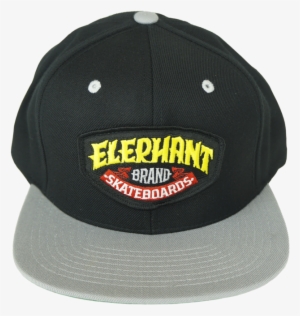 Elephant Patch Snap Back Hat Black / Grey - Elephant Brand Skateboards