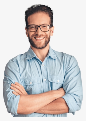 Homem De Óculos Sorrindo, Com Os Braços Cruzados - Homem Sorrindo Png