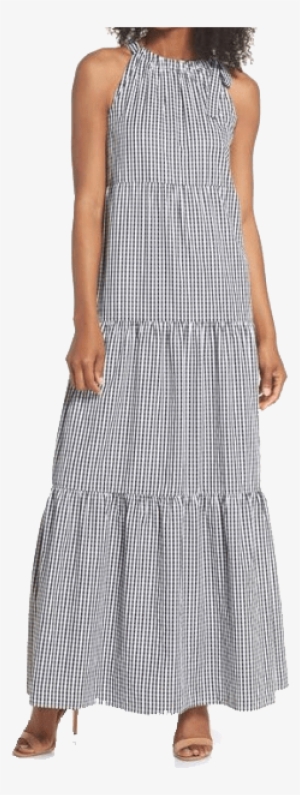 Tiered-maxi - Maggy London Gingham Check Maxi Dress