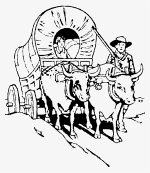 Wagon Train Black And White Drawing Covered Wagon - Clip Art Wagon Trains