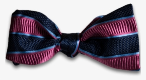 Navy Blue And Pink Striped Mogador Silk Self Tie Bow - Bow Tie