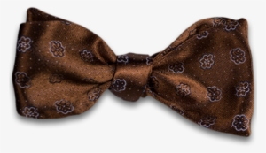 Copper Satin Silk Self Tie Bow Tie With White Floral - Necktie