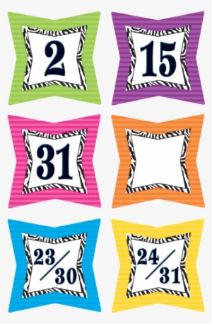 Colorful Zebra Stripes Calendar Days - Teacher Created Resources 5213 Colourful Zebra Prints