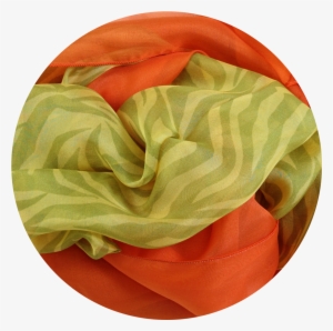 Silk Scarf Printed Stripes Yellow Green Plain Orange - France