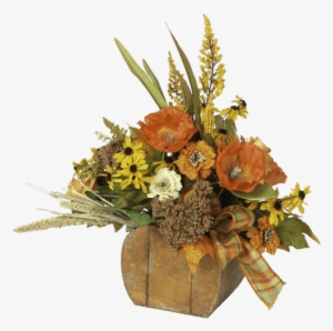 Silk Fall Wooden Pumpkin Arrangement • - Bouquet